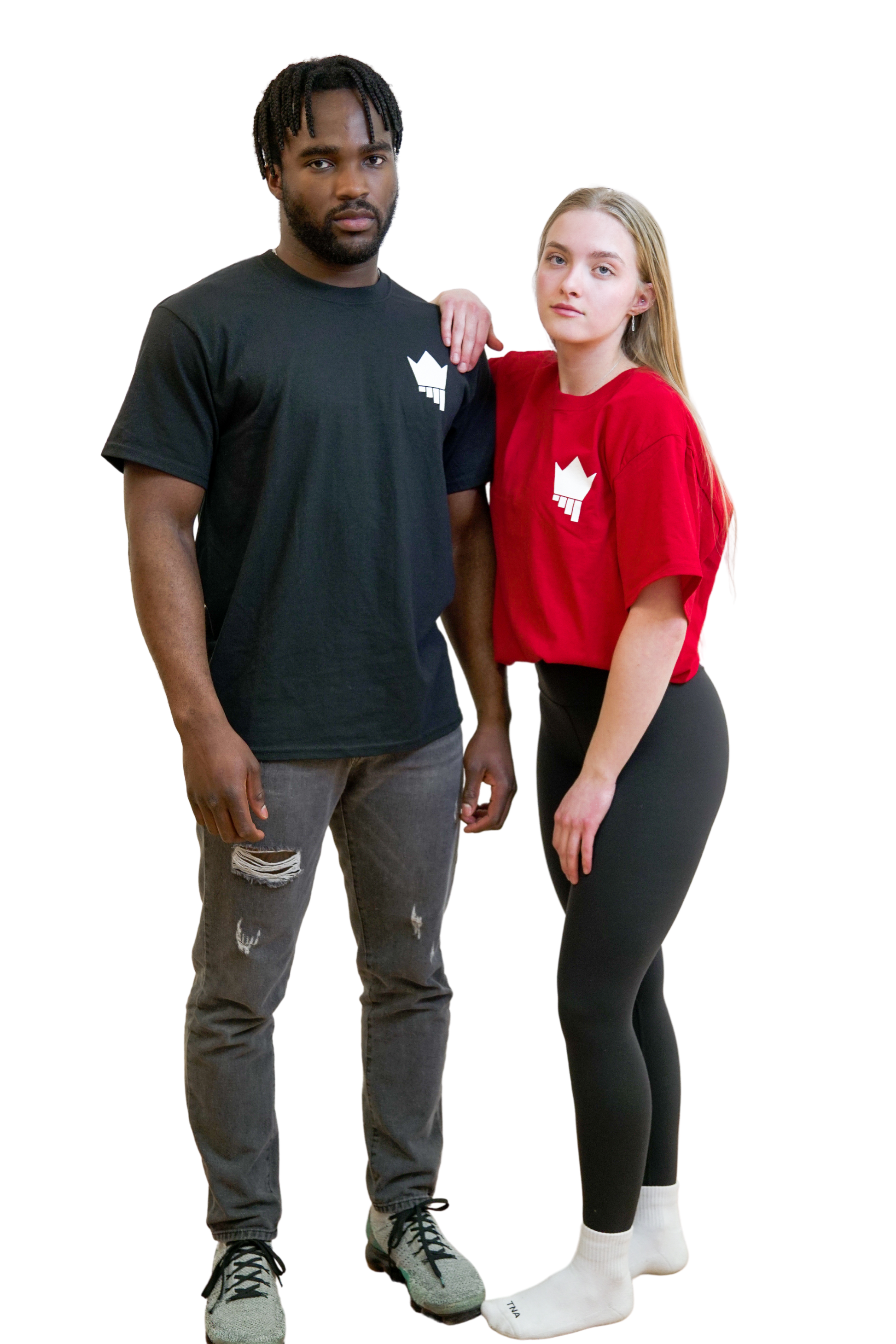 Model on left is 5 foot 10 inches tall wearing a size large. Model on right is 5 foot 4 inches tall wearing a size large